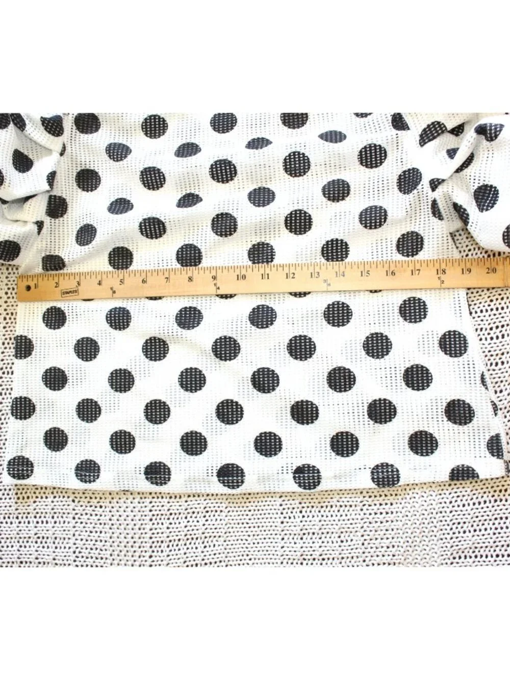 Gracia Black & White Polka Dot Blouse sheer Top Sz. Large Tiered Ruffle Sleeves - Picture 2 of 5